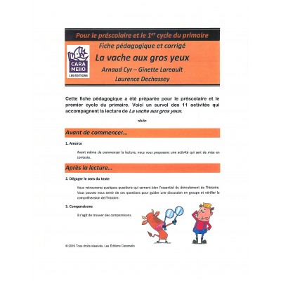 Fiche pédagogique pour LA VACHE AUX GROS YEUX (PDF)